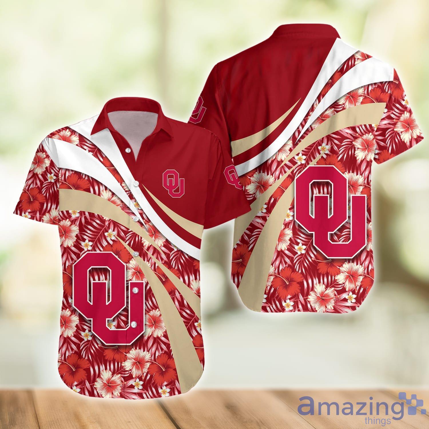 Oklahoma Sooners NCAA Hibiscus Flower Pattern Aloha Hawaiian Shirt image Oklahoma Sooners NCAA Hibiscus Flower Pattern Aloha Hawaiian Shirt Product Photo 2