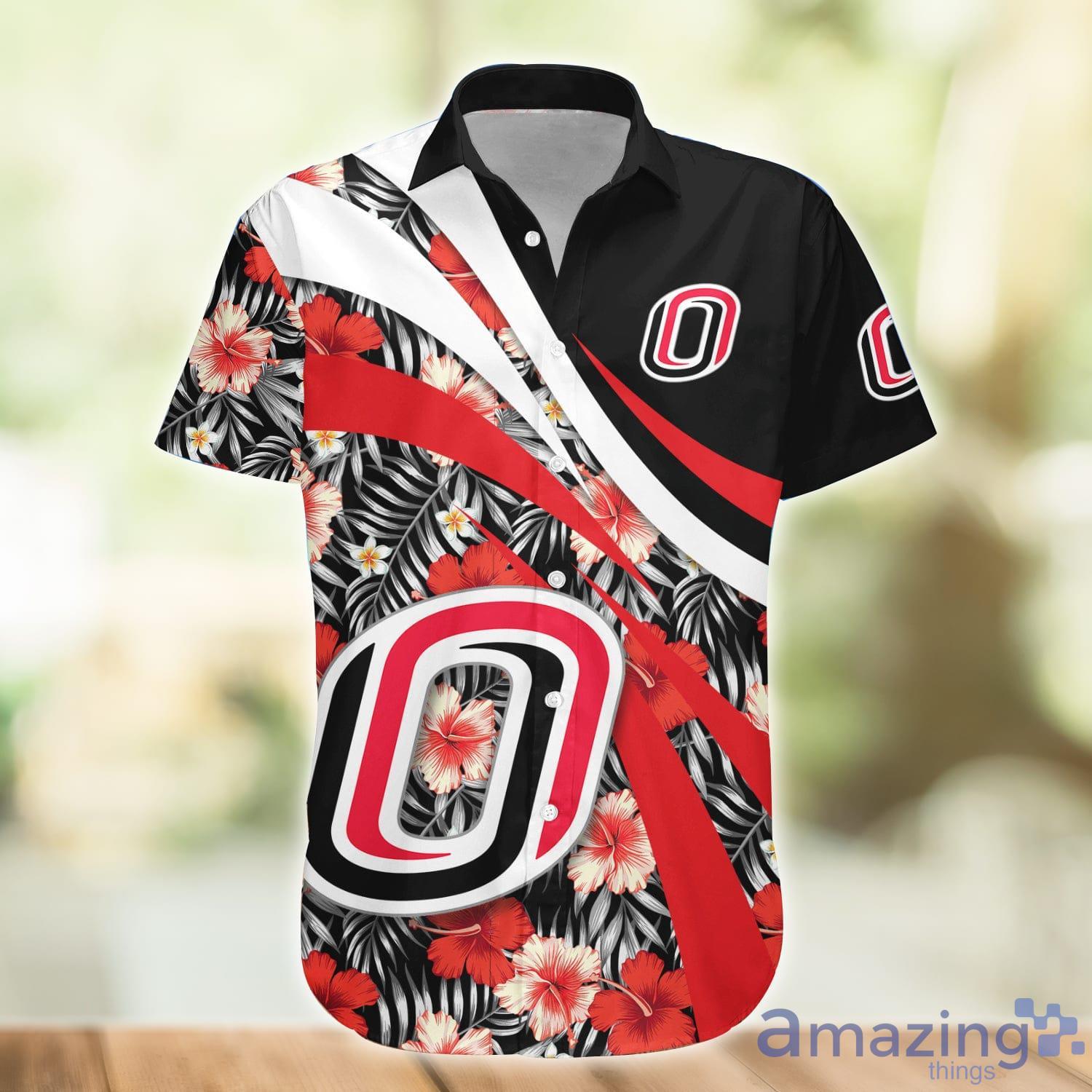 Omaha Mavericks NCAA Hibiscus Flower Pattern Aloha Hawaiian Shirt Product Photo 1