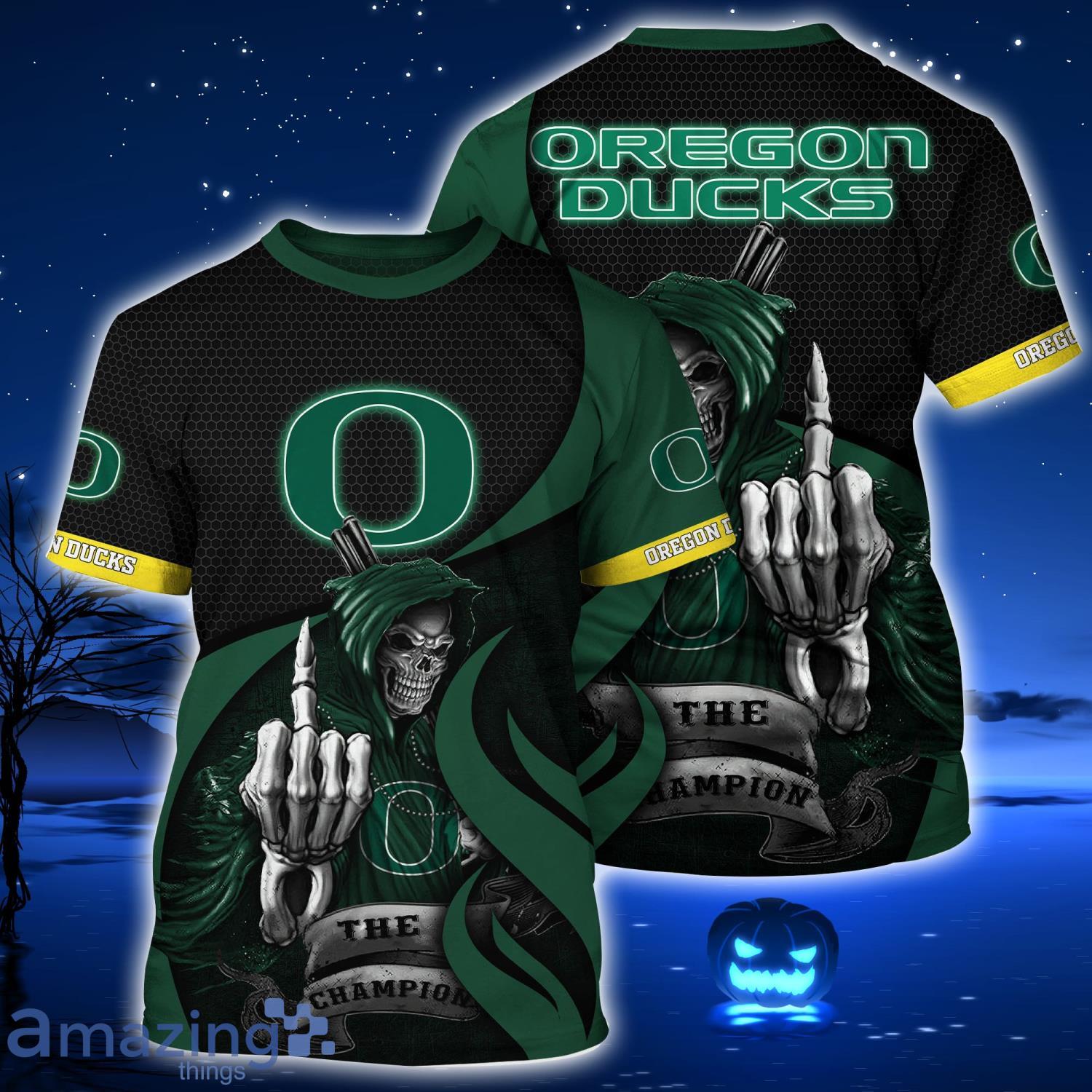 Oregon Ducks Halloween Gift Skull 3D T-Shirt Product Photo 1