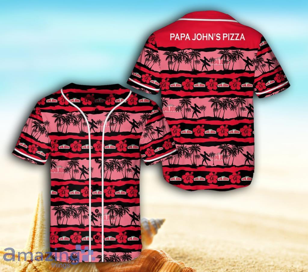 Papa John's Pizza Logo Tropical Baseball Jersey Shirt Gift For Men And Women Product Photo 1