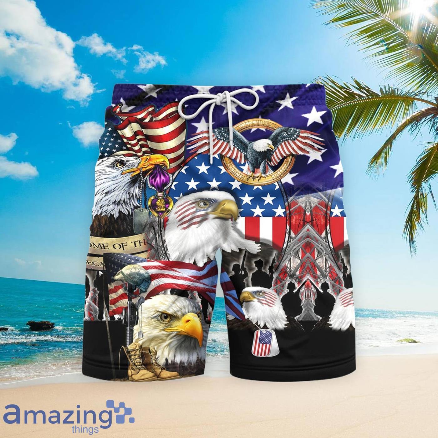 Patriotic Eagle Beach Short For Men Best Gift For Summer image Patriotic Eagle Beach Short For Men Best Gift For Summer Product Photo 2