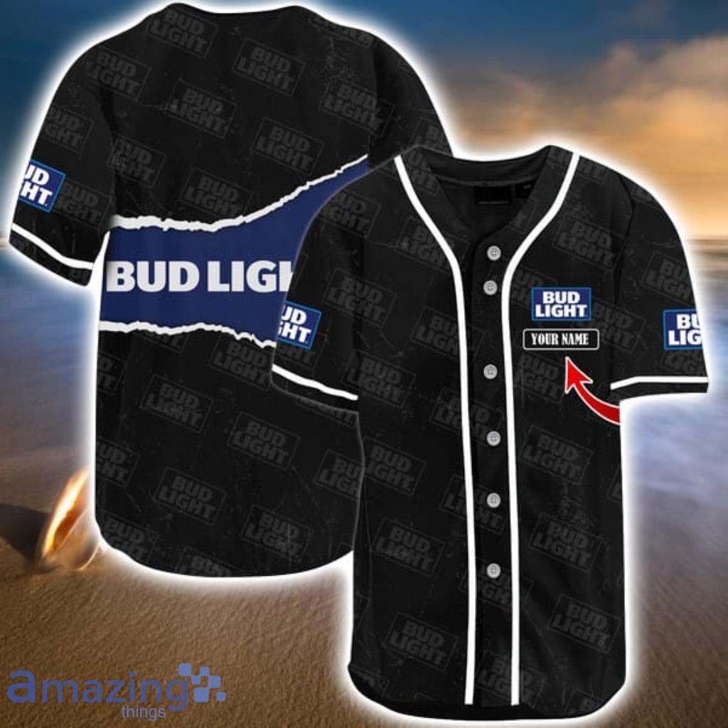 Personalized Black Bud Light Beer Seamless Baseball Jersey Shirt Gift For Men And Women Product Photo 1