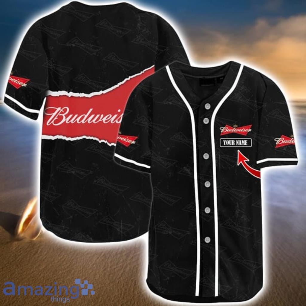 Personalized Black Budweiser Beer Seamless Baseball Jersey Shirt Gift For Men And Women Product Photo 1