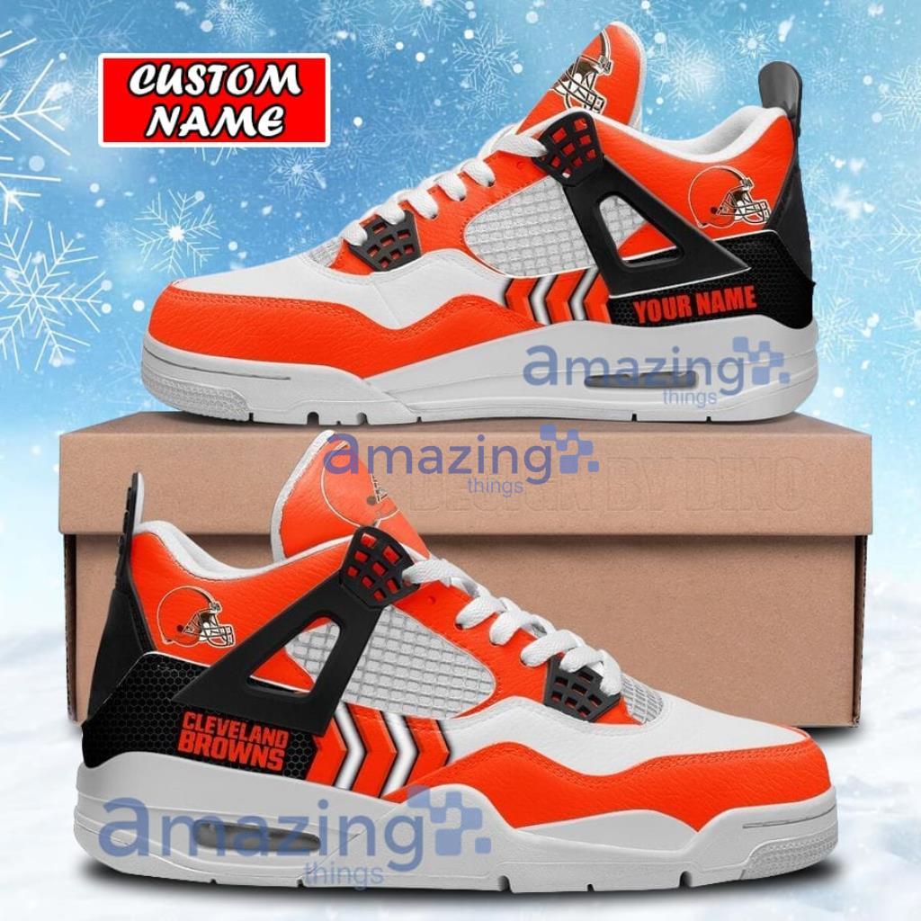 Cleveland Browns Logo Personalized Air Jordan 4 Sneaker - The