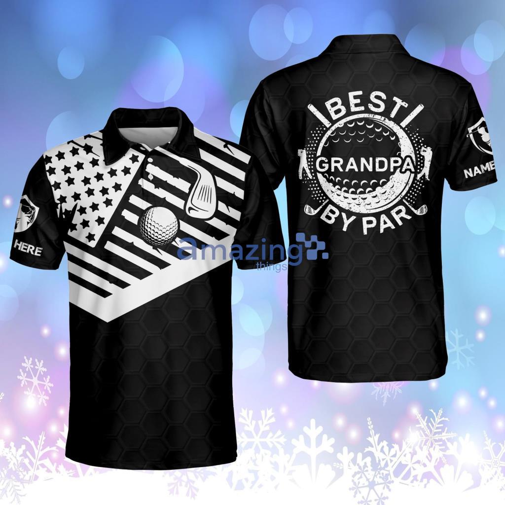 Personalized Funny Golf Shirts For Men Best Grandpa By Par Mens Patriotic Golf Polo Shirt Product Photo 1