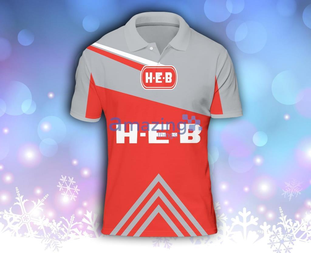 Personalized H-E-B Red And Grey 3D Polo Shirt Gift For Big Fans