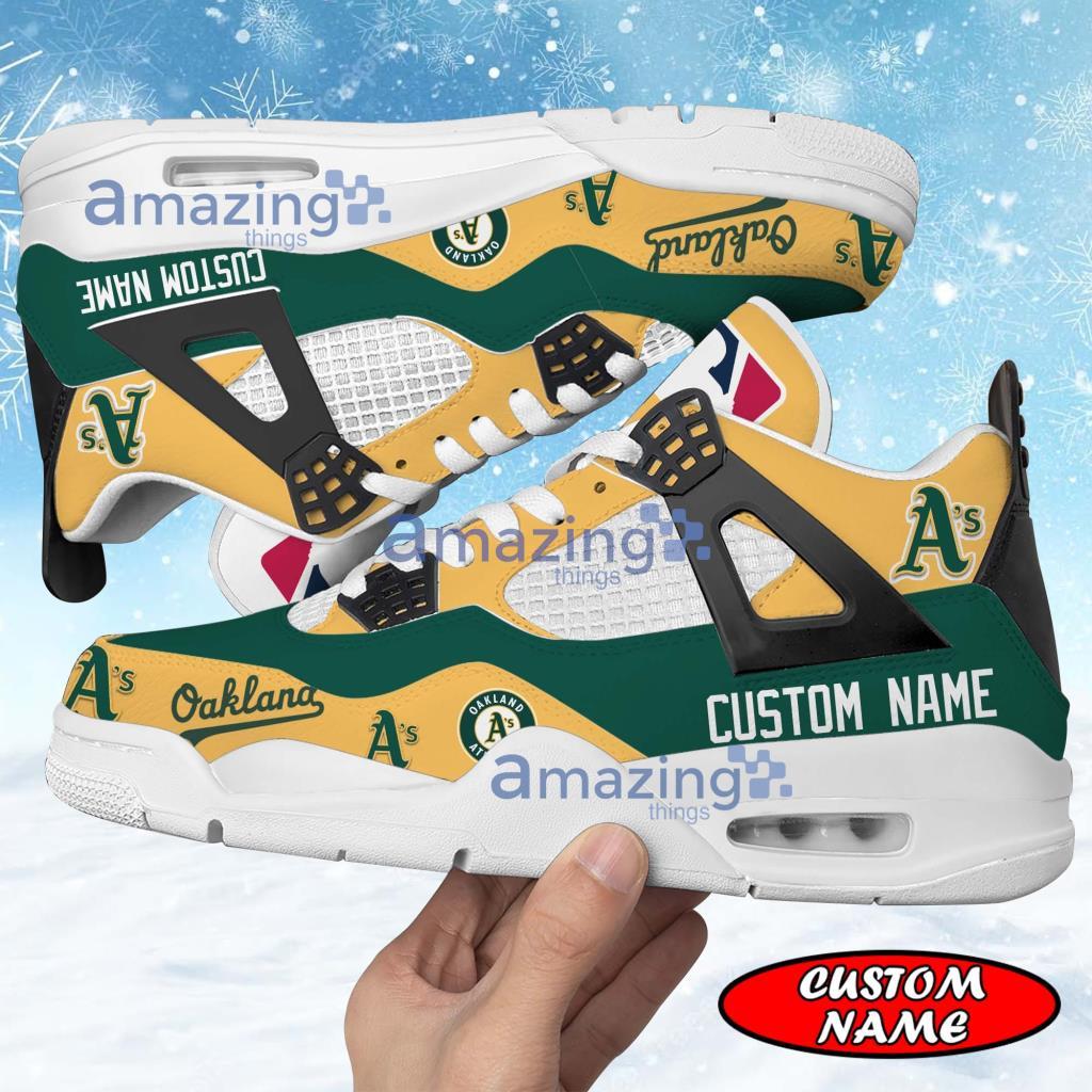 Personalized Oakland Athletics MLB Air Jordan 4 Shoes New Trend 2023 Gift For Men And Women Product Photo 1