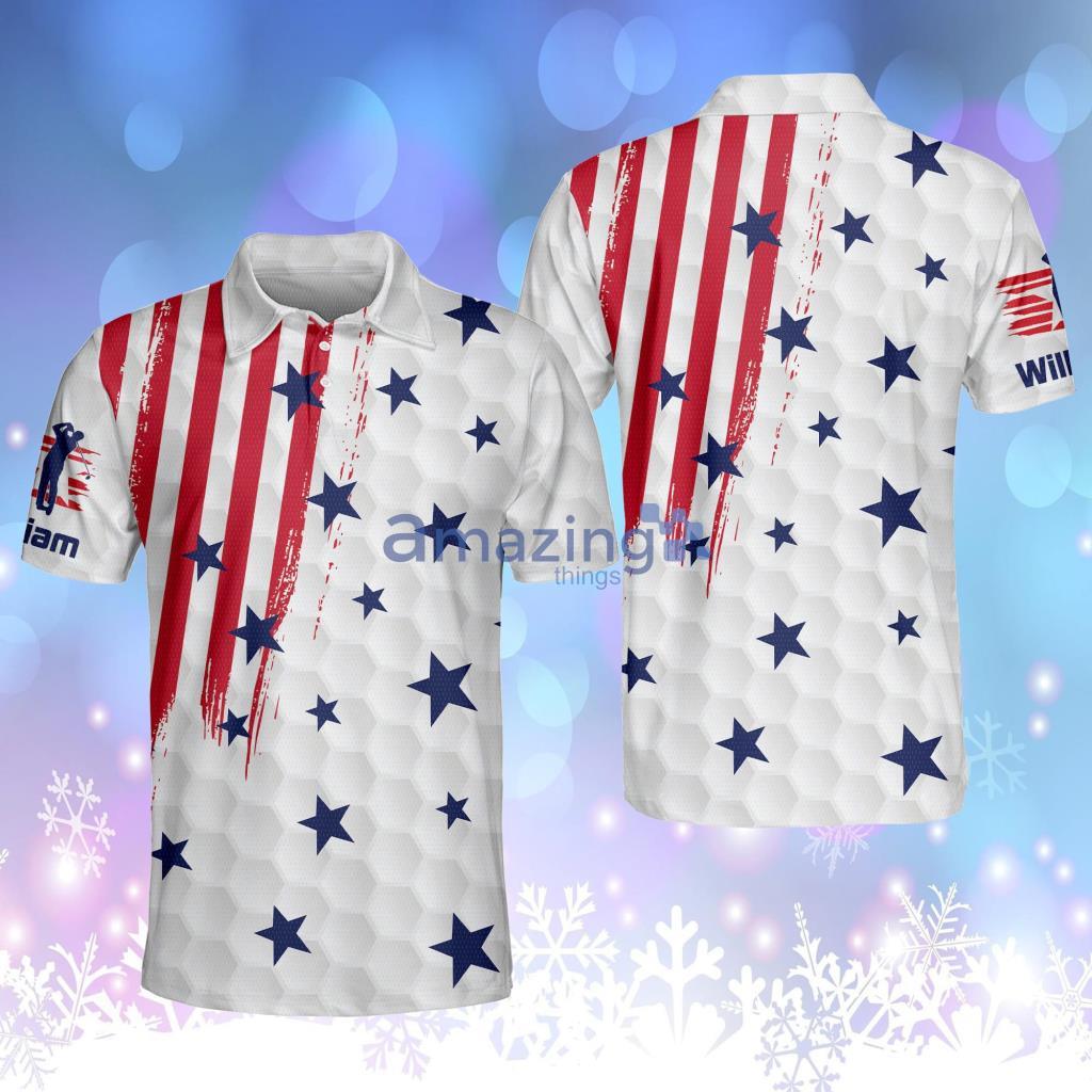 Personalized Patriotic Golf Polo For Men American Flag Golf Polo Mens Golf Shirts Dry Fit Short Sleeve Polos Golf Product Photo 1