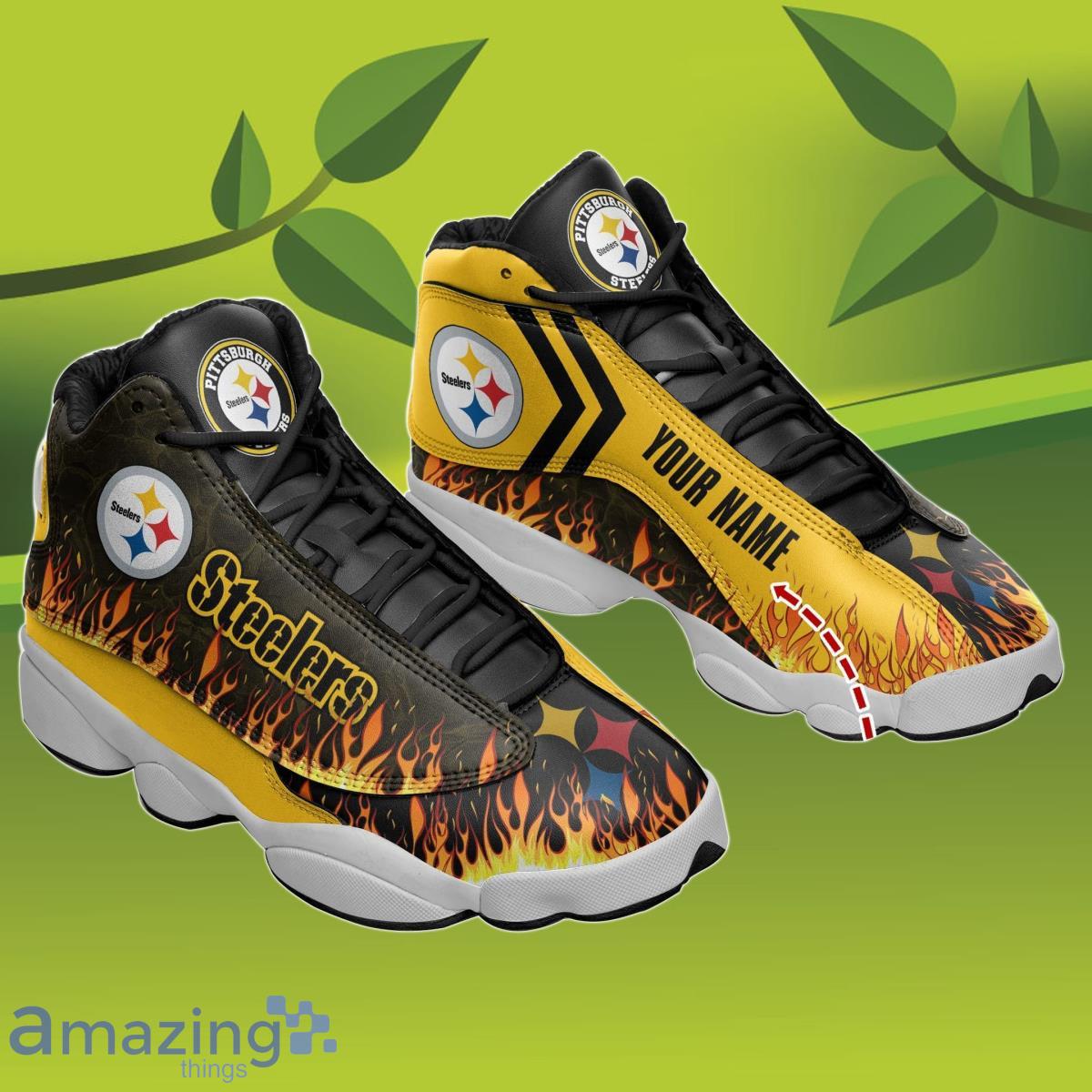 Pisburgh steelers personalized air jordan 13 sneakers - men / us12