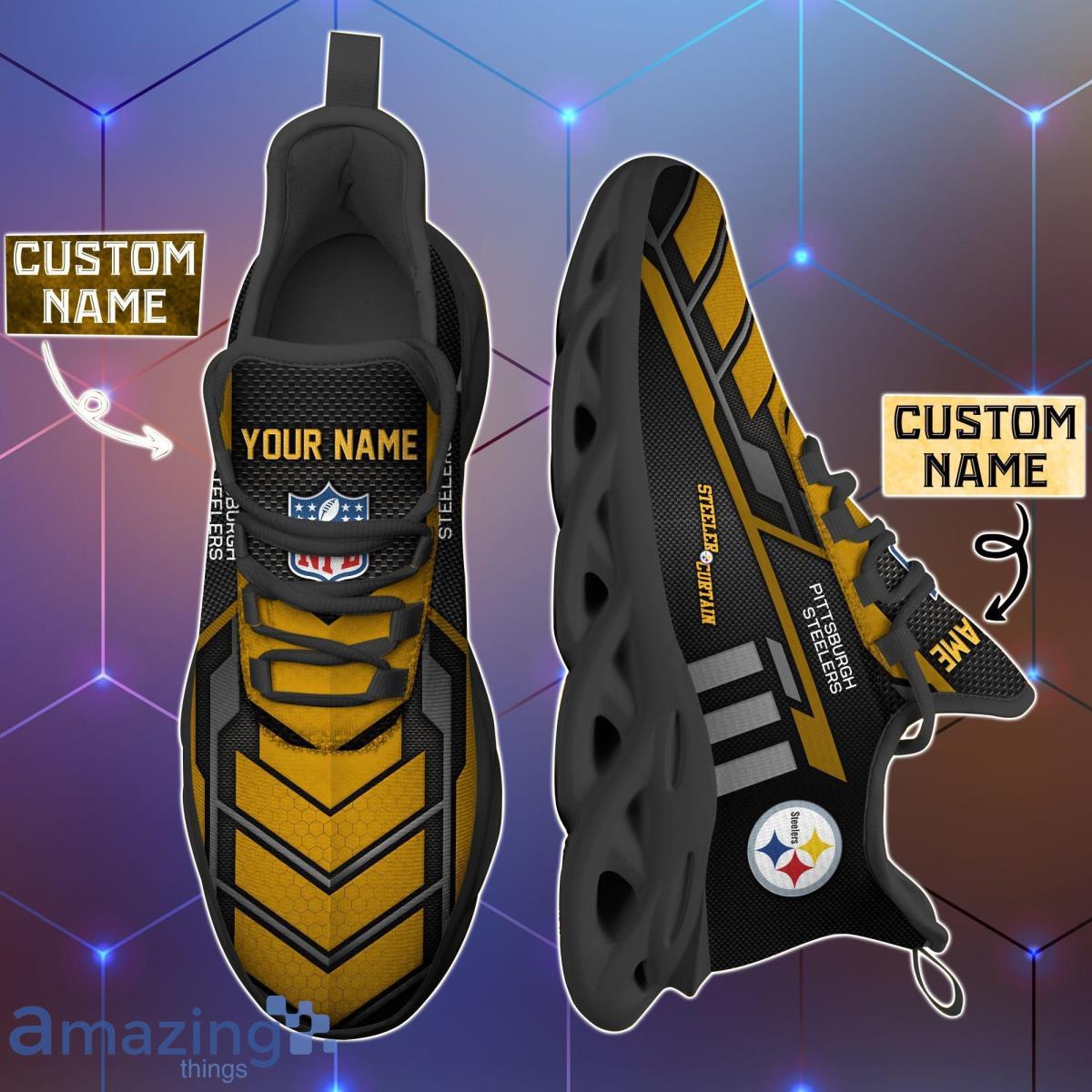 Pittsburgh Steelers Custom Name 2023 NFL Max Soul Shoes For Men And Women