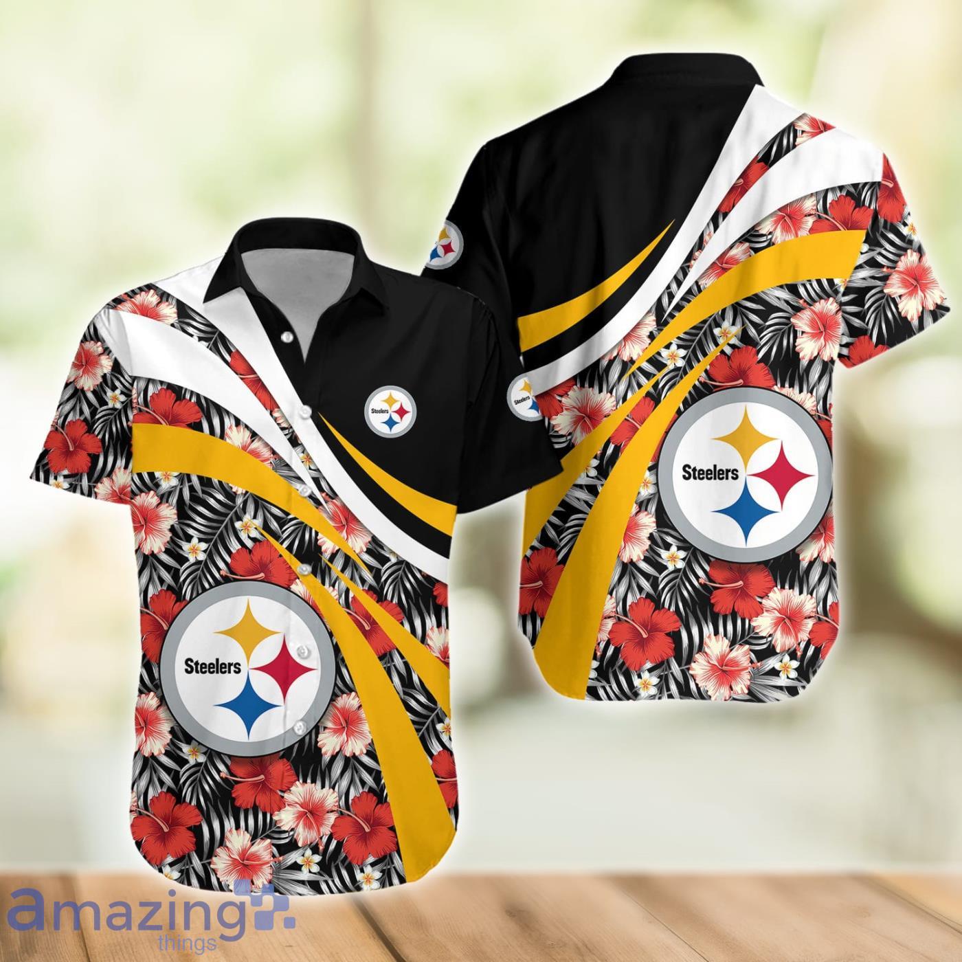 Pittsburgh Steelers Hibiscus Flower Pattern NFL Hawaiian Shirt