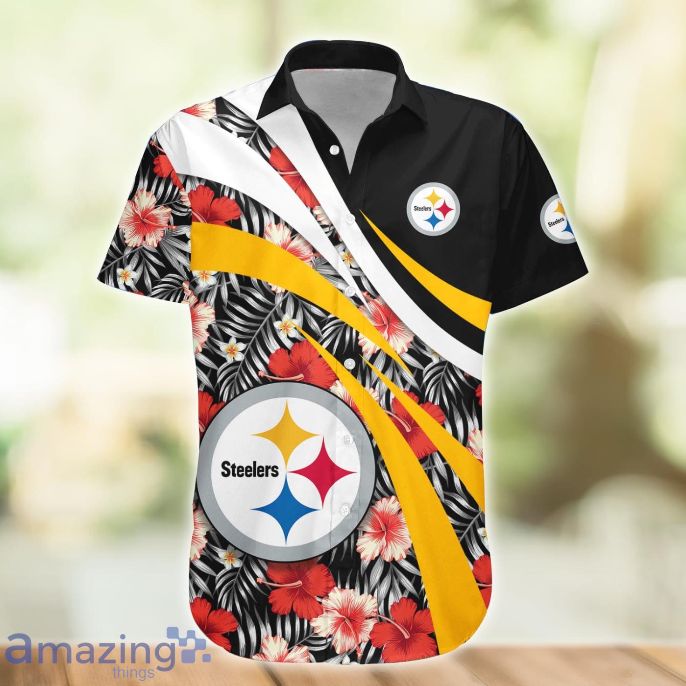 Pittsburgh Steelers Hibiscus Flower Pattern NFL Hawaiian Shirt