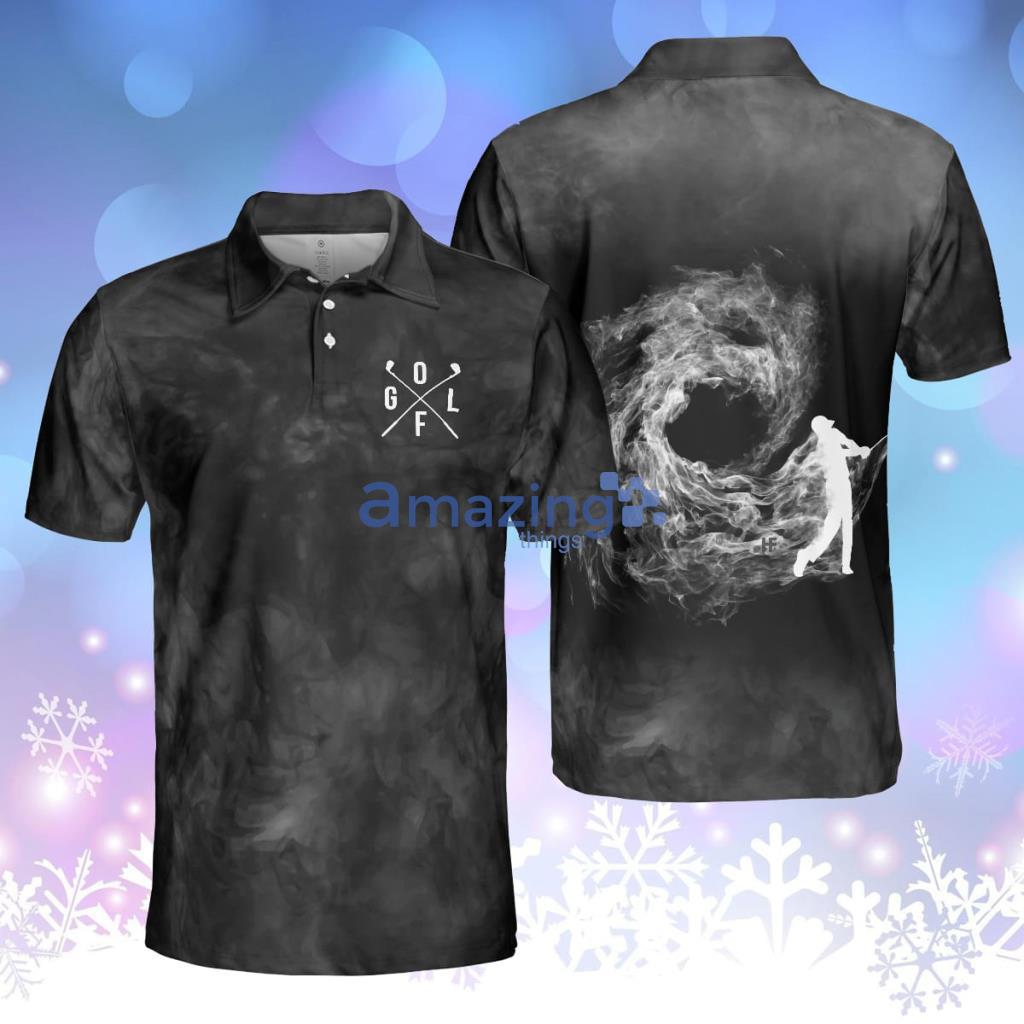 Premium Smoke Background Golf Polo Shirt Black Smoke Golfer Polo Shirt Best Golf Shirt For Men Product Photo 1
