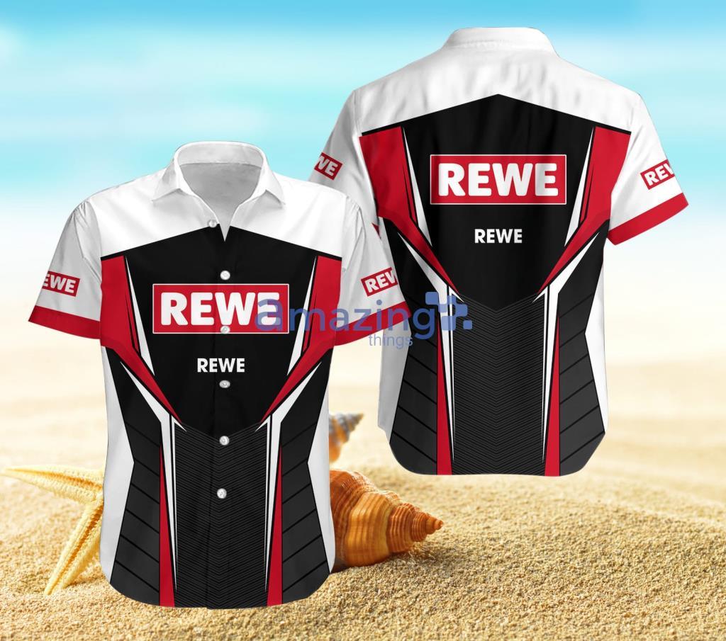Rewe Logo White And Black Hawaiian Shirt For Men And Women Product Photo 1