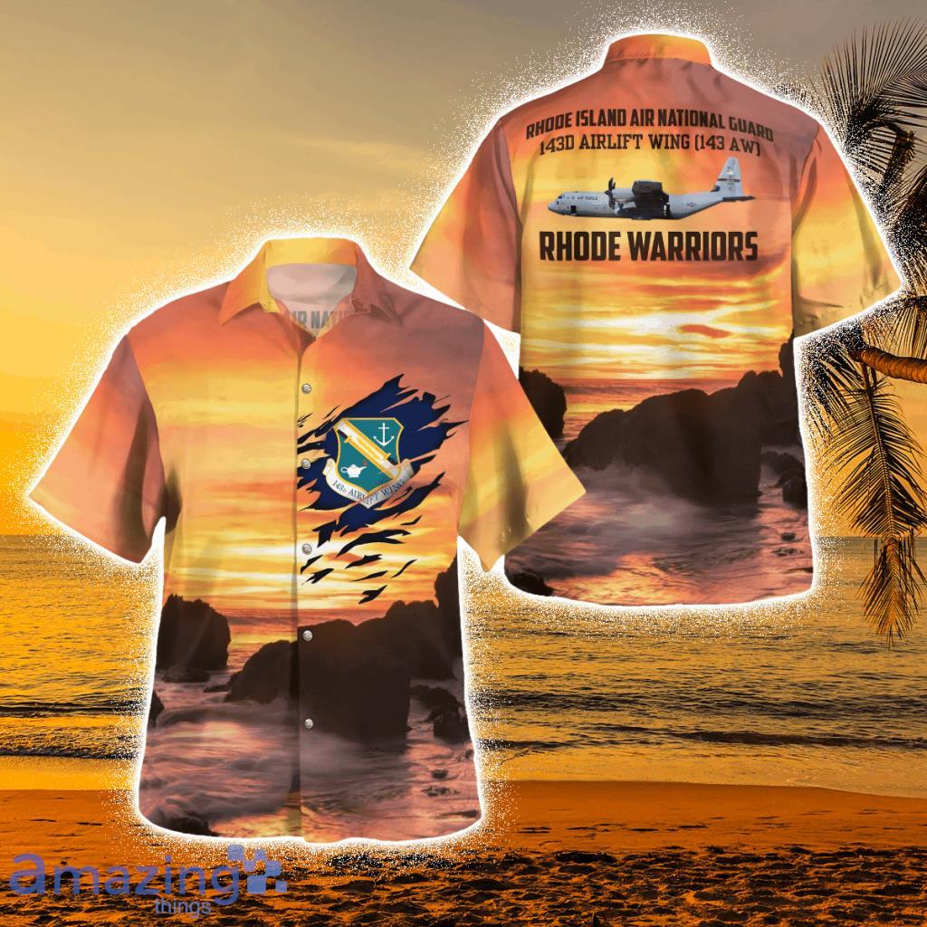 Rhode Island Air National Guard 143d Airlift Wing (143 Aw) C-130j-30 Tropical Hawaiian Shirt Product Photo 1