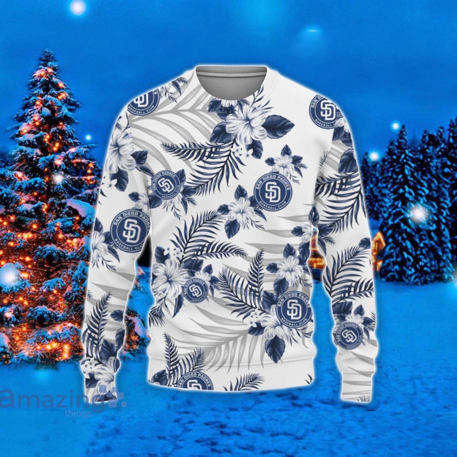 San Diego Padres Hawaii Tropical Patterns Ugly Christmas Sweater For Fans Product Photo 1