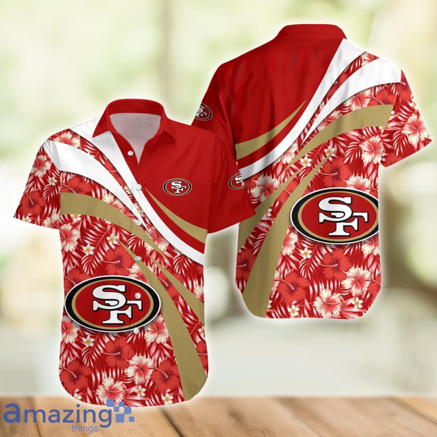 San Francisco 49ers Nfl Color Hibiscus Button Up Hawaiian Shirt