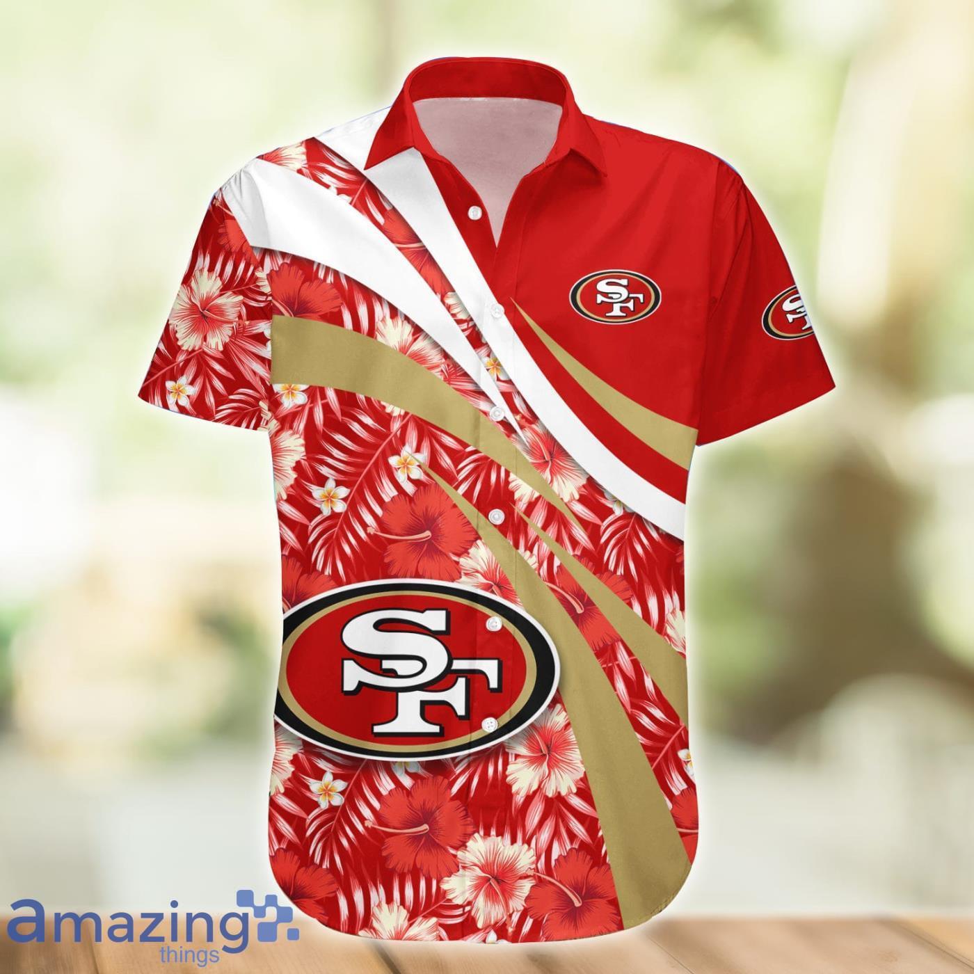 San Francisco 49ers Tropical Hibiscus Flowers Pattern NFL Hawaiian