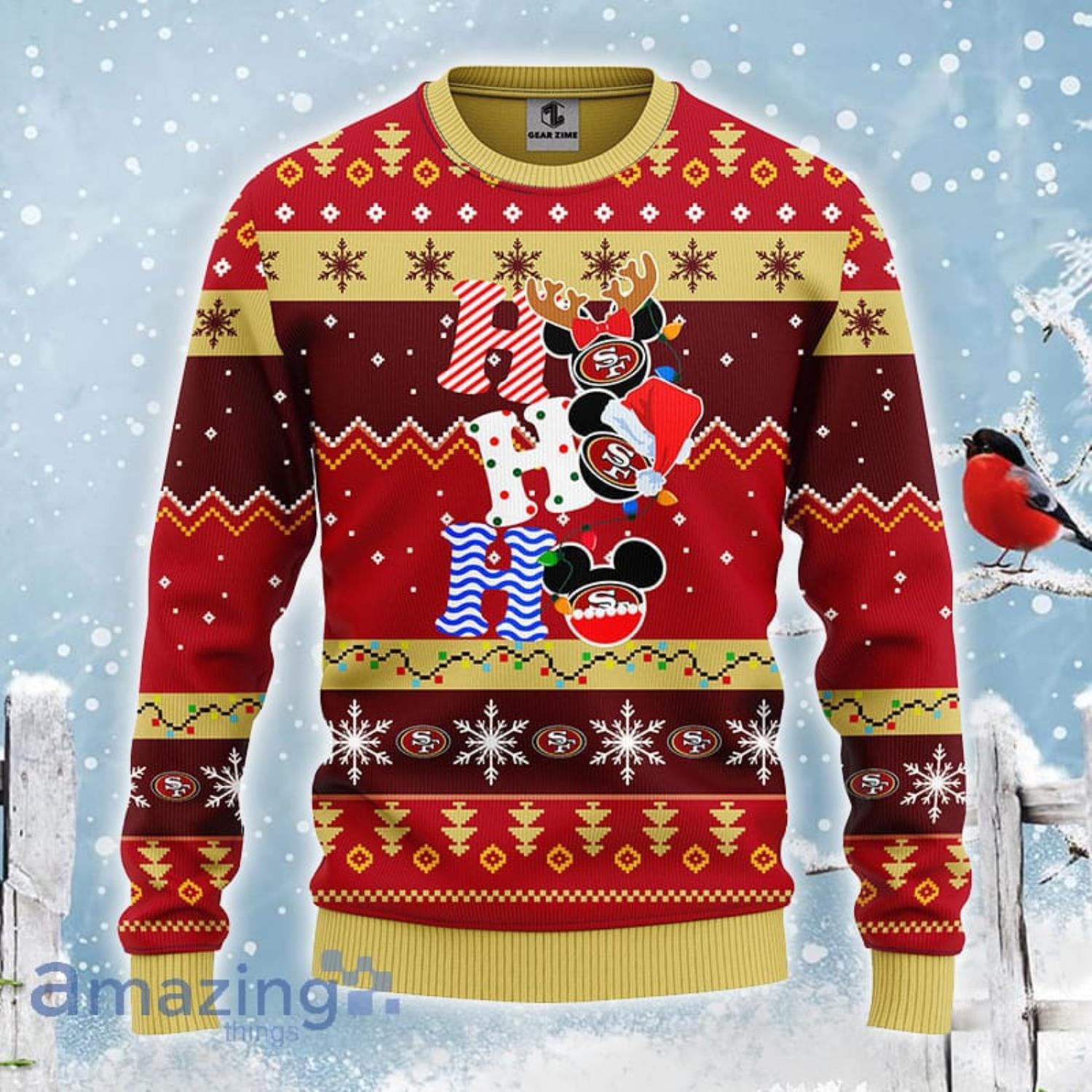 San Francisco 49ers Mickey And Friends Christmas Sweater 3D All