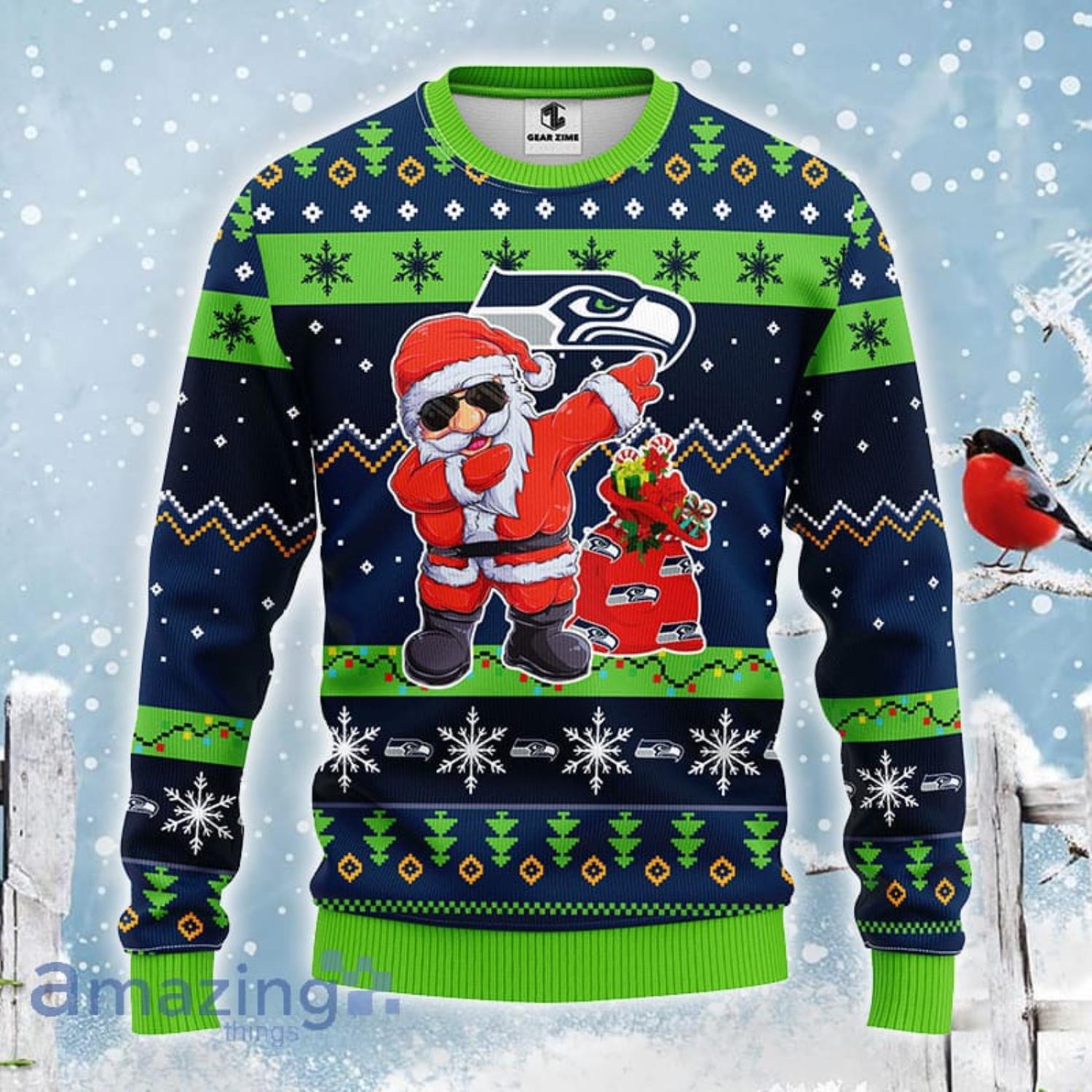 Seattle Seahawks Christmas Santa Claus Ugly Christmas Sweater