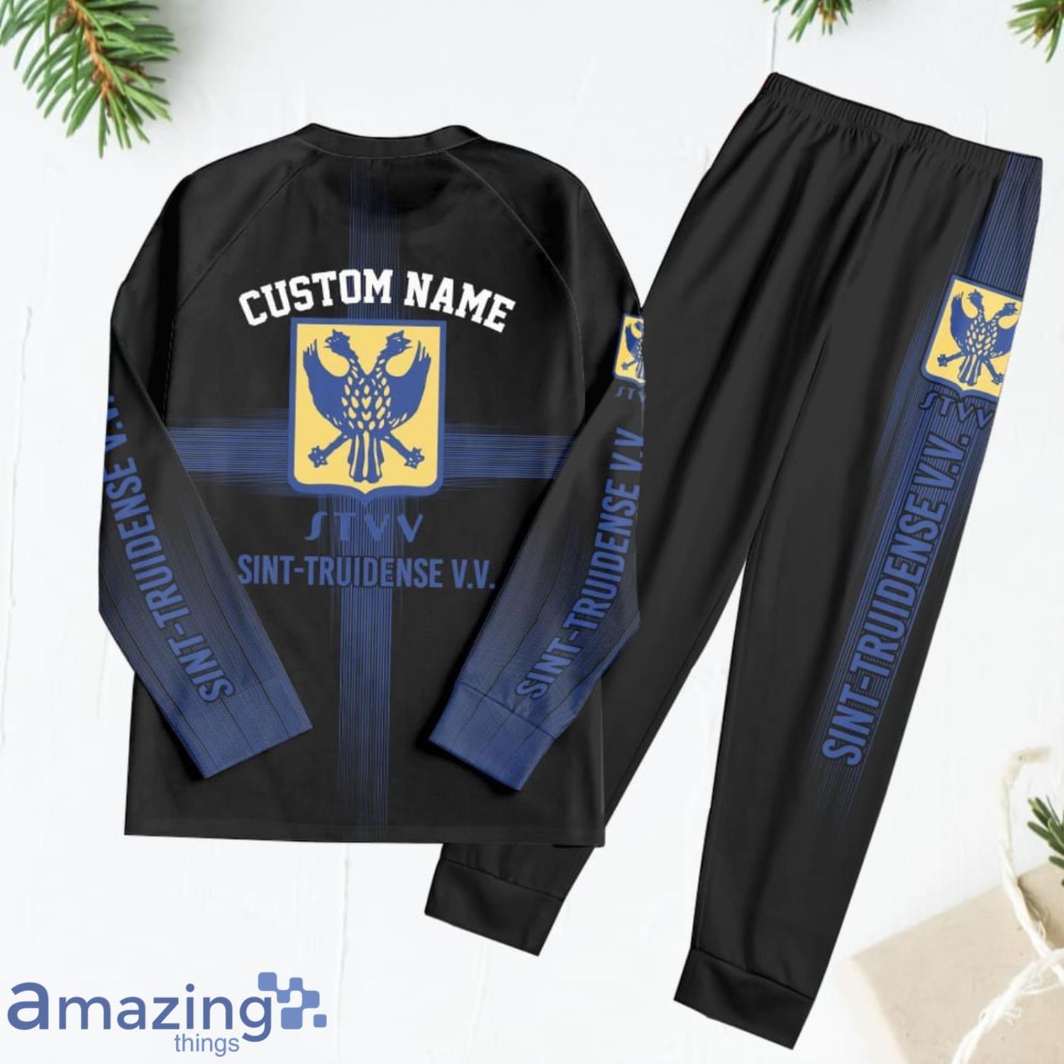 Sint Truidense V.V. Custom Name Pajamas Set For Family Sport Fans Gift image Sint-Truidense V.V. Custom Name Pajamas Set For Family Sport Fans Gift Product Photo 3
