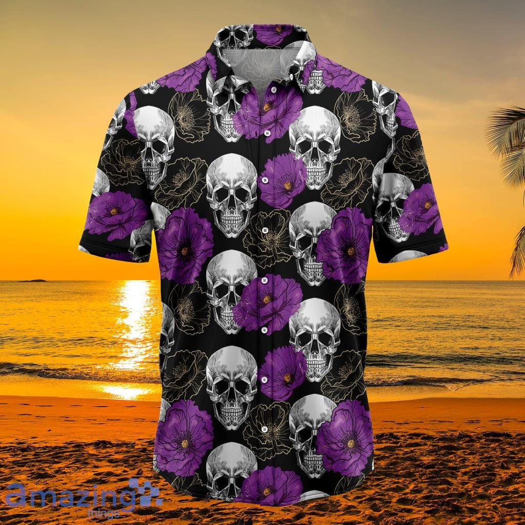 Beach Shirt Buy Skull Purple Tropical Hawaiian Shirt