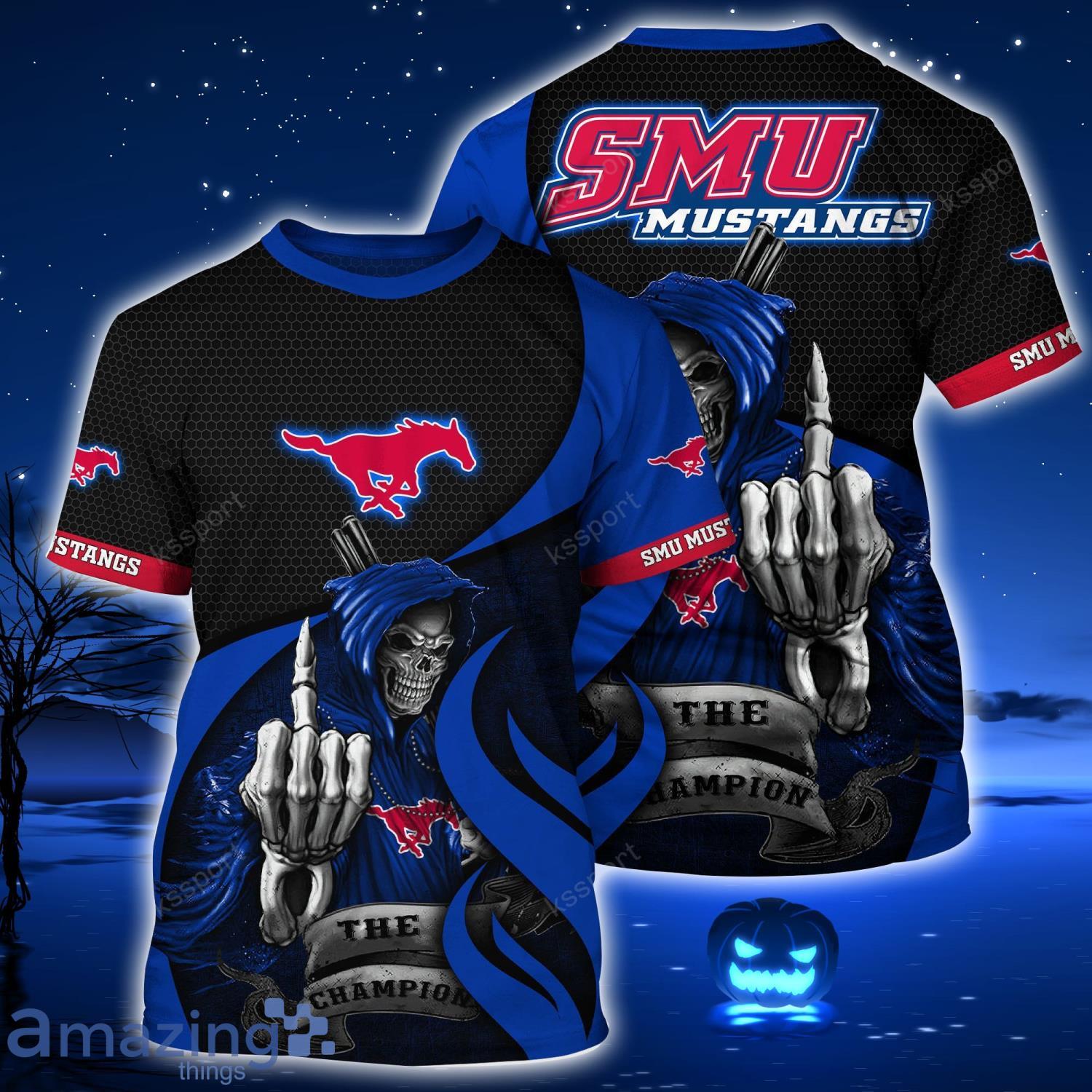 SMU Mustangs Halloween Gift Skull 3D T-Shirt Product Photo 1