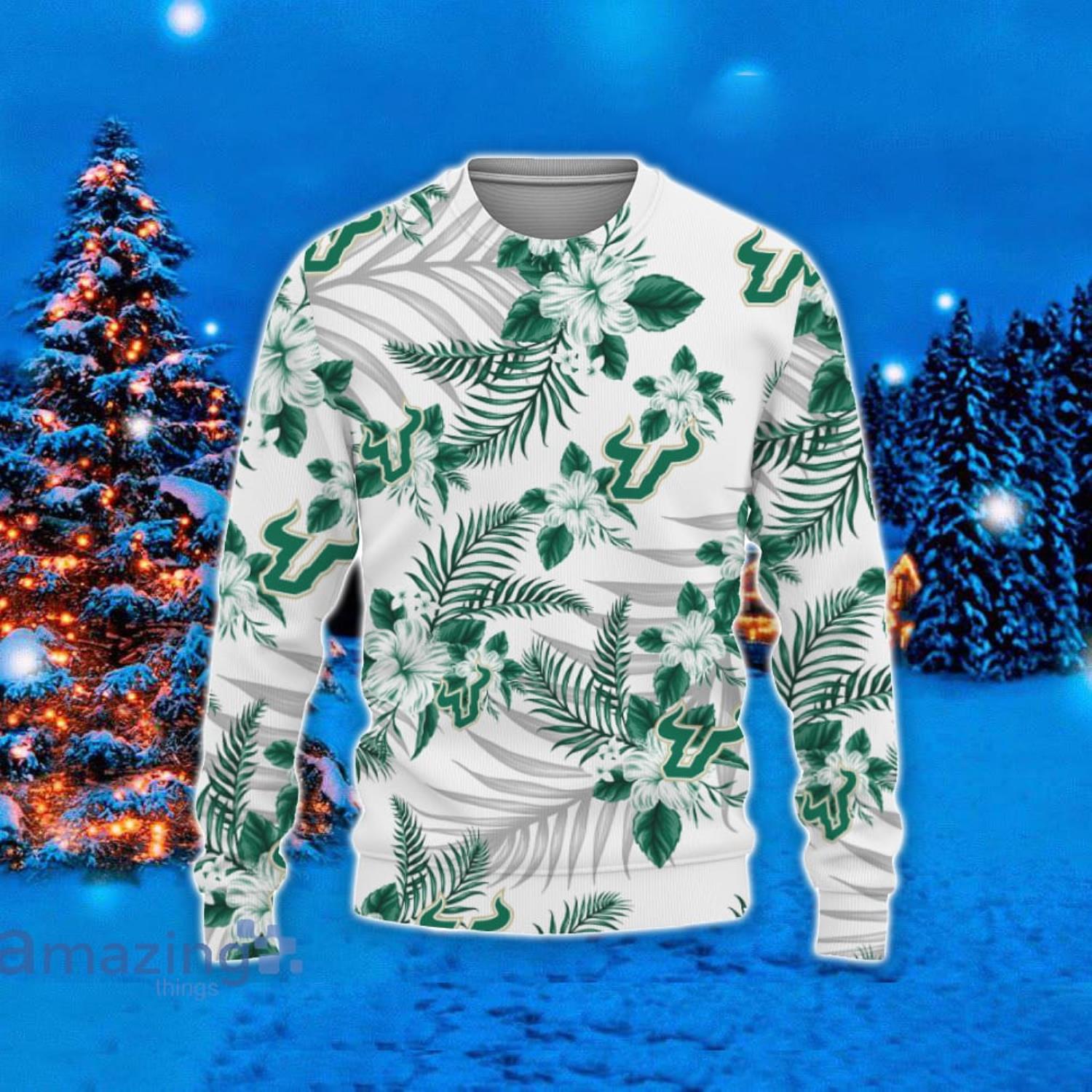 South Florida Bulls Hawaii Tropical Patterns Ugly Christmas Sweater For Fans Product Photo 1