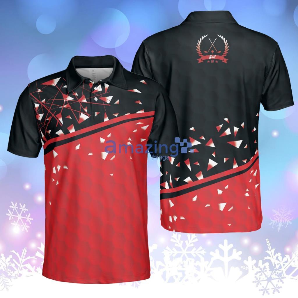Sporty Golf Breaker Red And Black Golf Polo Shirt Red And White Triangle Pattern Shirt Design Best Golf Gift Idea Product Photo 1 Sporty Golf Breaker Red And Black Golf Polo Shirt Red And White Triangle Pattern Shirt Design Best Golf Gift Idea Product Photo 1
