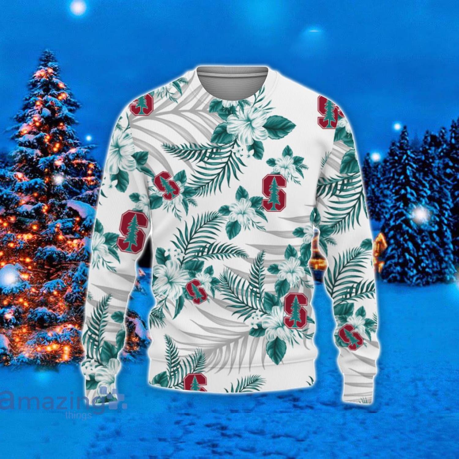 Stanford Cardinal Hawaii Tropical Patterns Ugly Christmas Sweater For Fans Product Photo 1