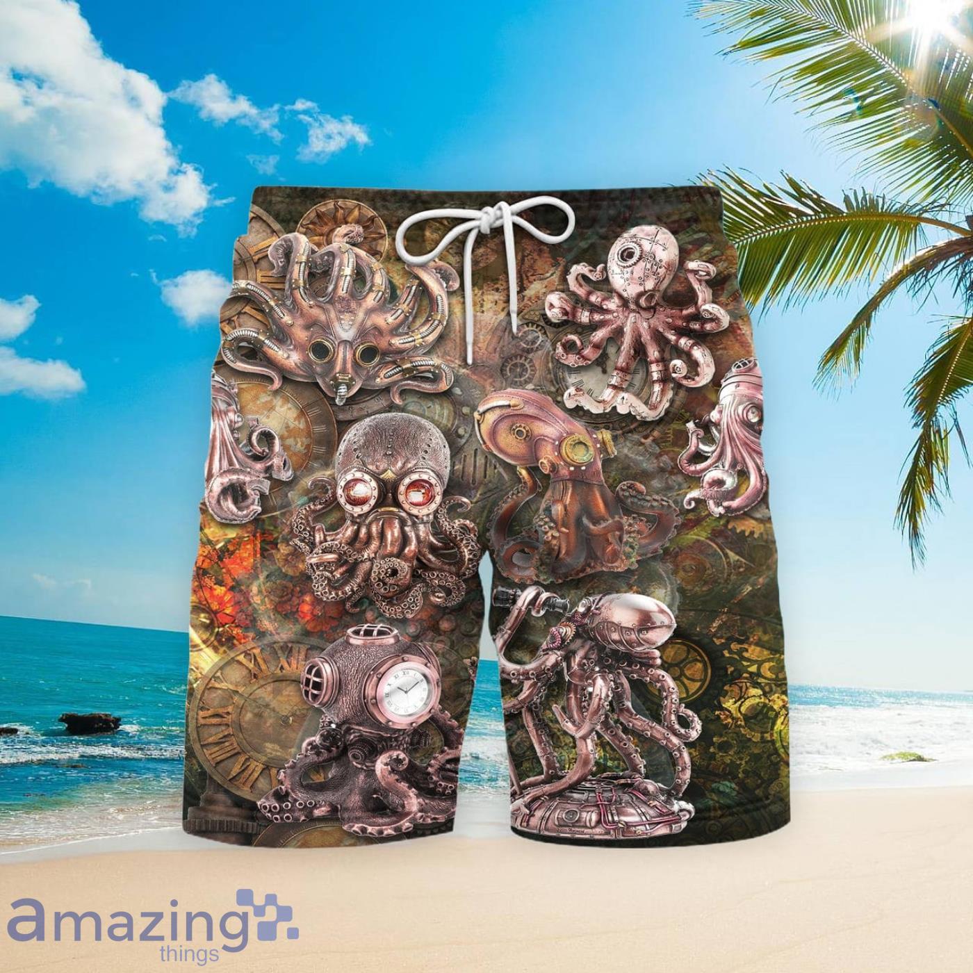 Steampunk Octopus Beach Short For Men Best Gift For Summer image Steampunk Octopus Beach Short For Men Best Gift For Summer Product Photo 2