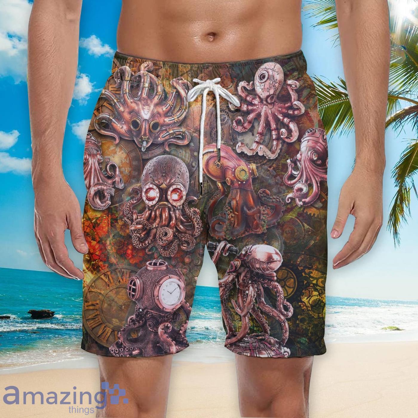 Steampunk Octopus Beach Short For Men Best Gift For Summer image Steampunk Octopus Beach Short For Men Best Gift For Summer Product Photo 3
