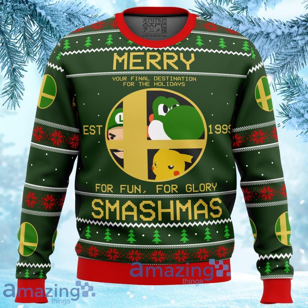 Super Smash Bros Merry Smashmas Ugly Christmas Sweater 3D Gift For Men And Women Product Photo 1