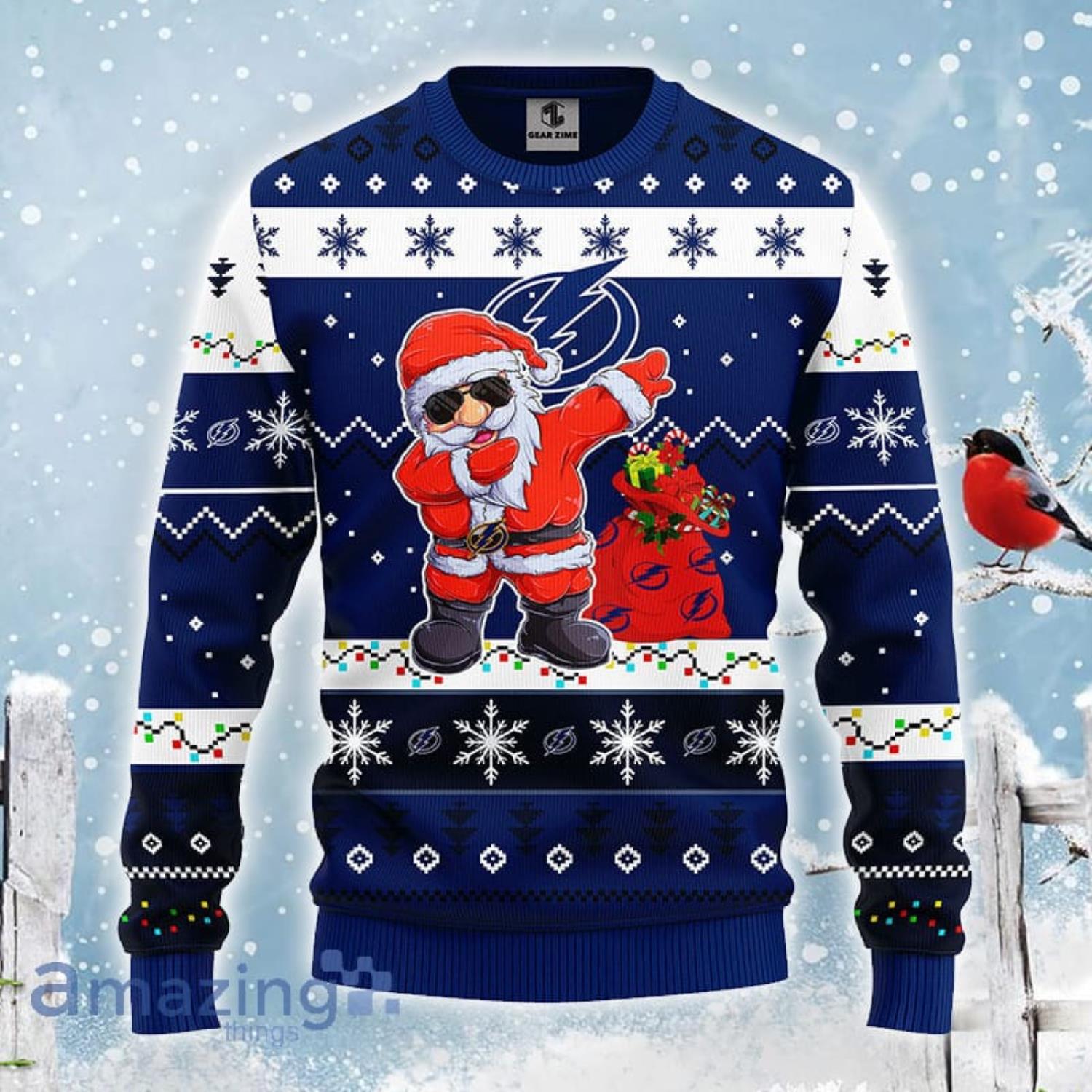 Tampa Bay Lightning NHL Team Dabbing Santa Claus Funny Christmas Gift Ugly Christmas Sweater image Tampa Bay Lightning NHL Team Dabbing Santa Claus Funny Christmas Gift Ugly Christmas Sweater Product Photo 2