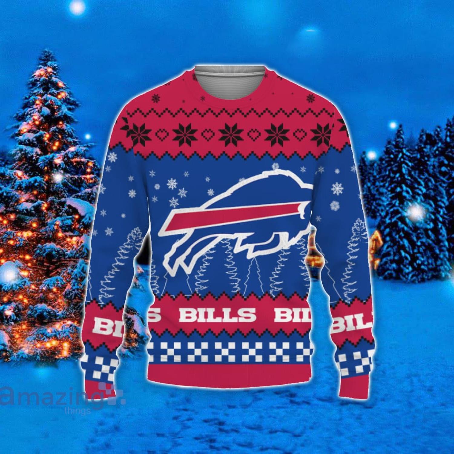 Christmas Gift Buffalo Bills Christmas Snowflakes Pattern 3D Ugly