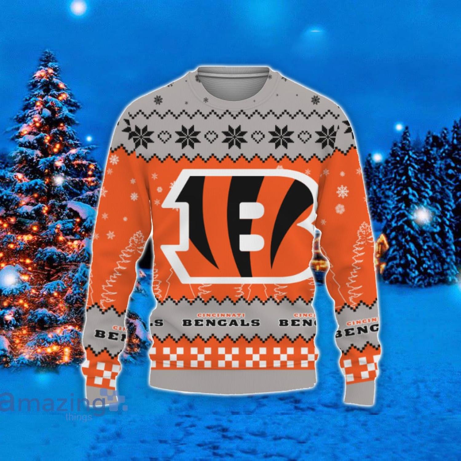 Cincinnati Bengals Christmas Snow Heart Pattern Ugly Christmas Sweater