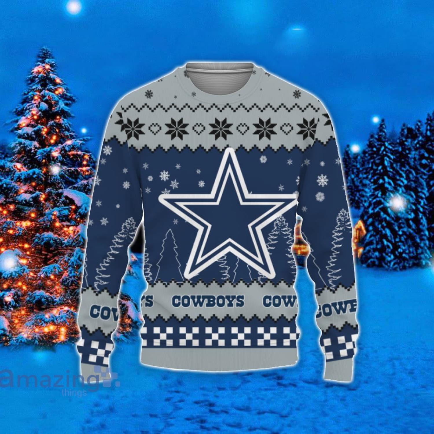 Christmas Gift Dallas Cowboys Christmas Snowflakes Pattern 3D Ugly