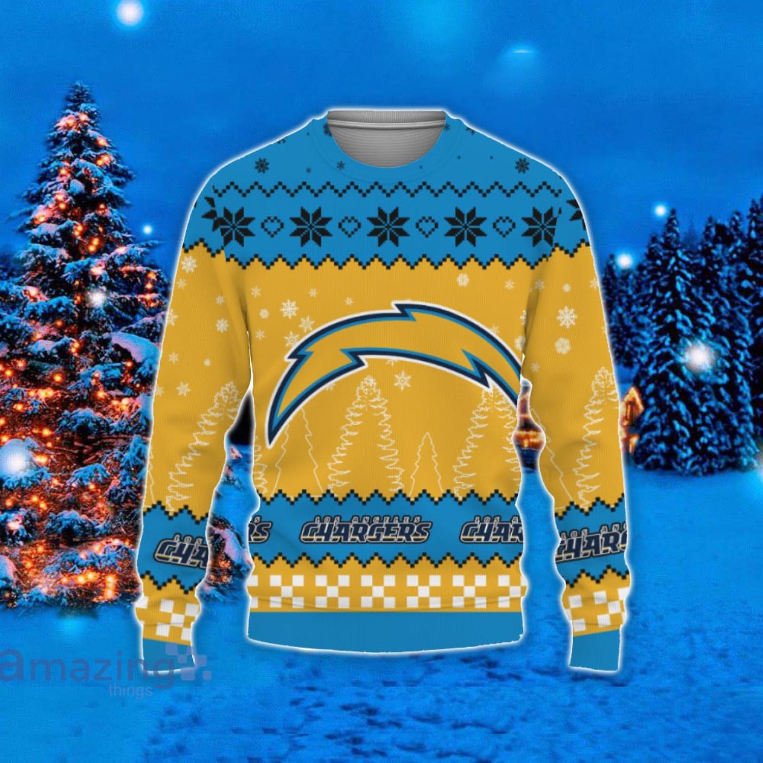 Team Logo Snowflake Pattern Los Angeles Chargers Ugly Christmas