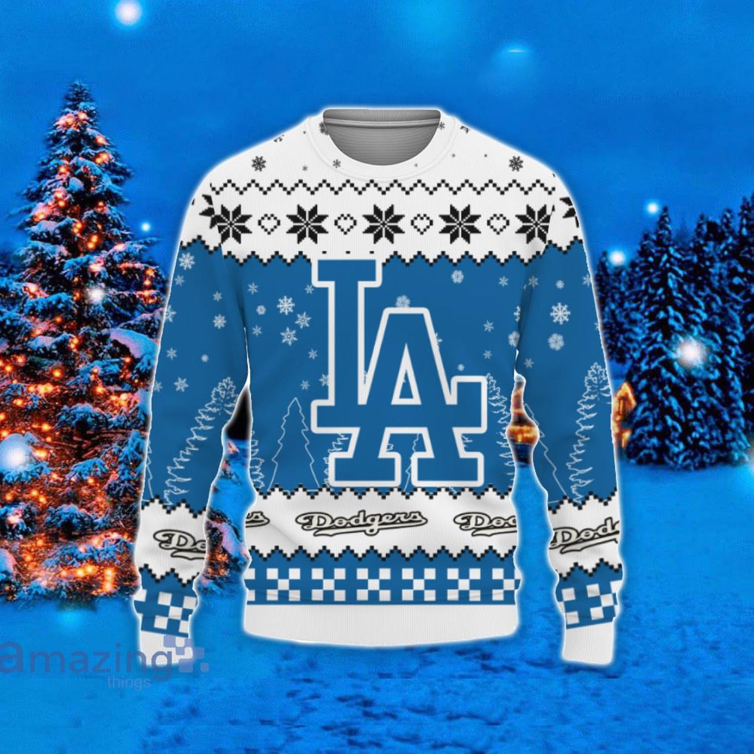 Dodgers Christmas Sweater Snowflake Pattern Custom Logo Los