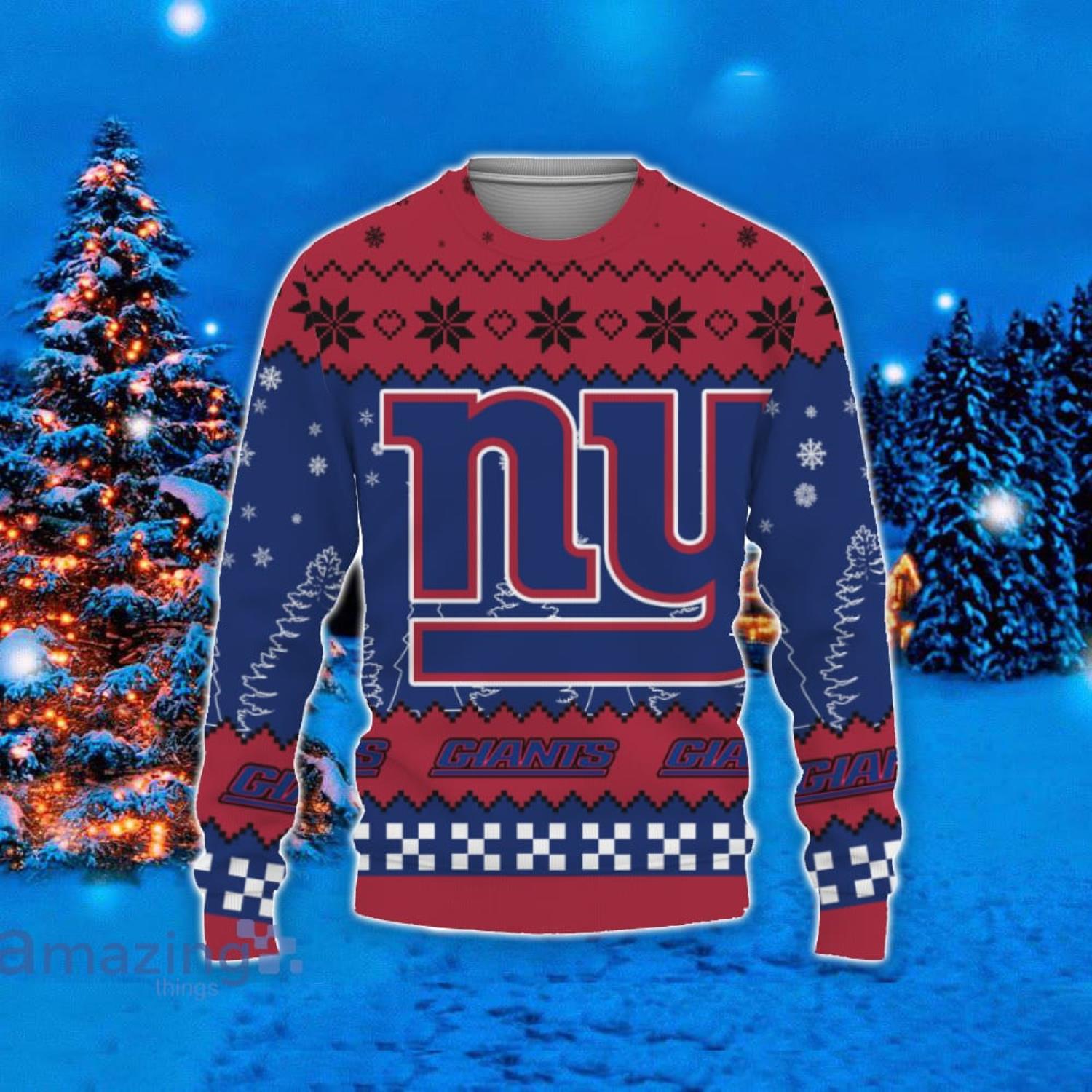 New York Giants Snowflakes Pattern Ugly Christmas Sweater