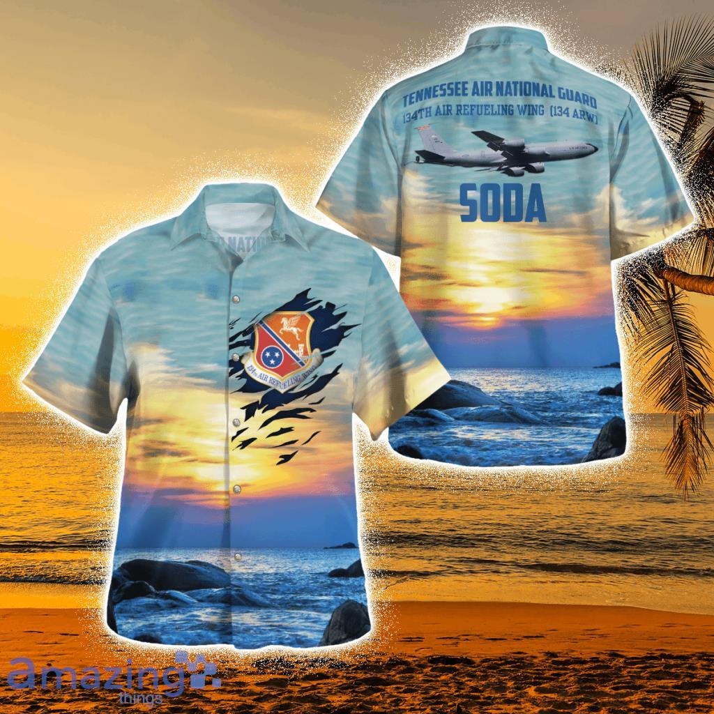 Tennessee Air National Guard 134th Air Refueling Wing (134 Arw) Kc-135r Stratotanker Tropical Hawaiian Shirt Product Photo 1