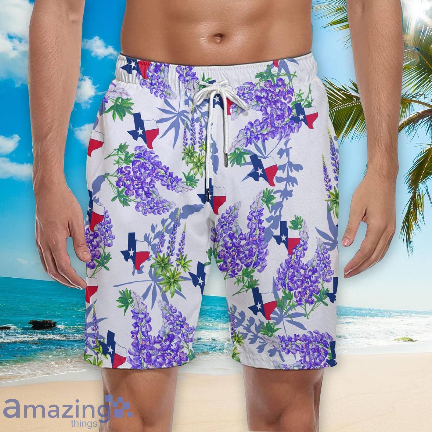Texas Flag Bluebonnets Beach Short For Men Best Gift For Summer image Texas Flag Bluebonnets Beach Short For Men Best Gift For Summer Product Photo 3