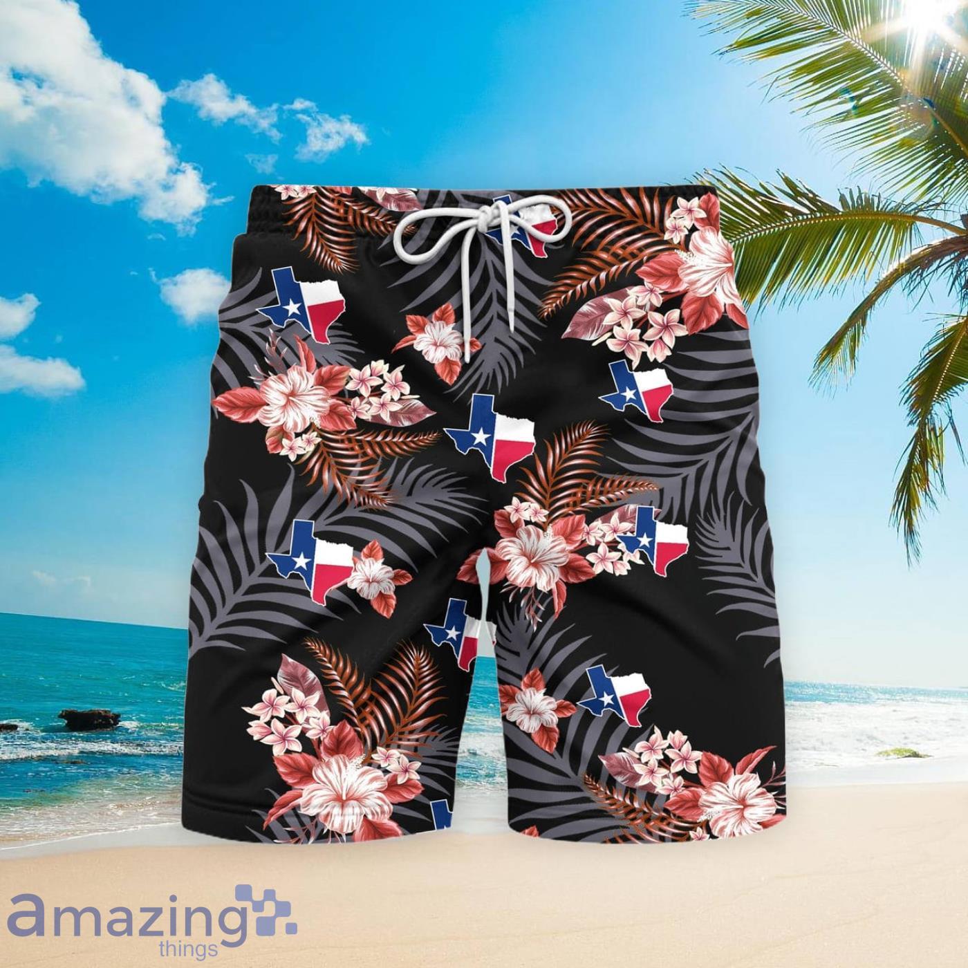 Texas Tropical Floral Beach Short For Men Best Gift For Summer Product Photo 1