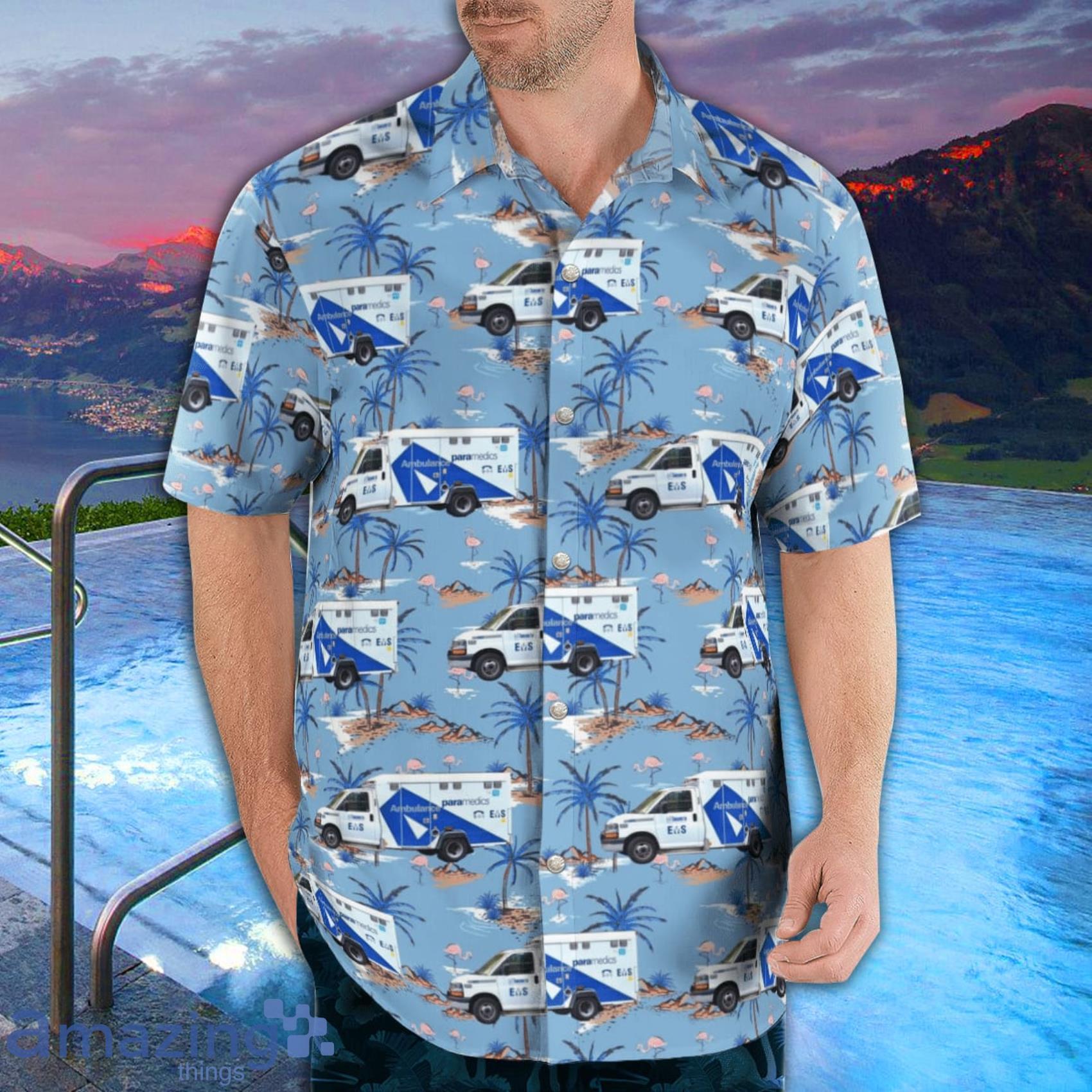 Toronto Paramedic Services Ambulance Tropical Style AOP Print Shirt Sleeve Hawaiian Shirt And Beach Short image Toronto Paramedic Services Ambulance Tropical Style AOP Print Shirt Sleeve Hawaiian Shirt And Beach Short Product Photo 3