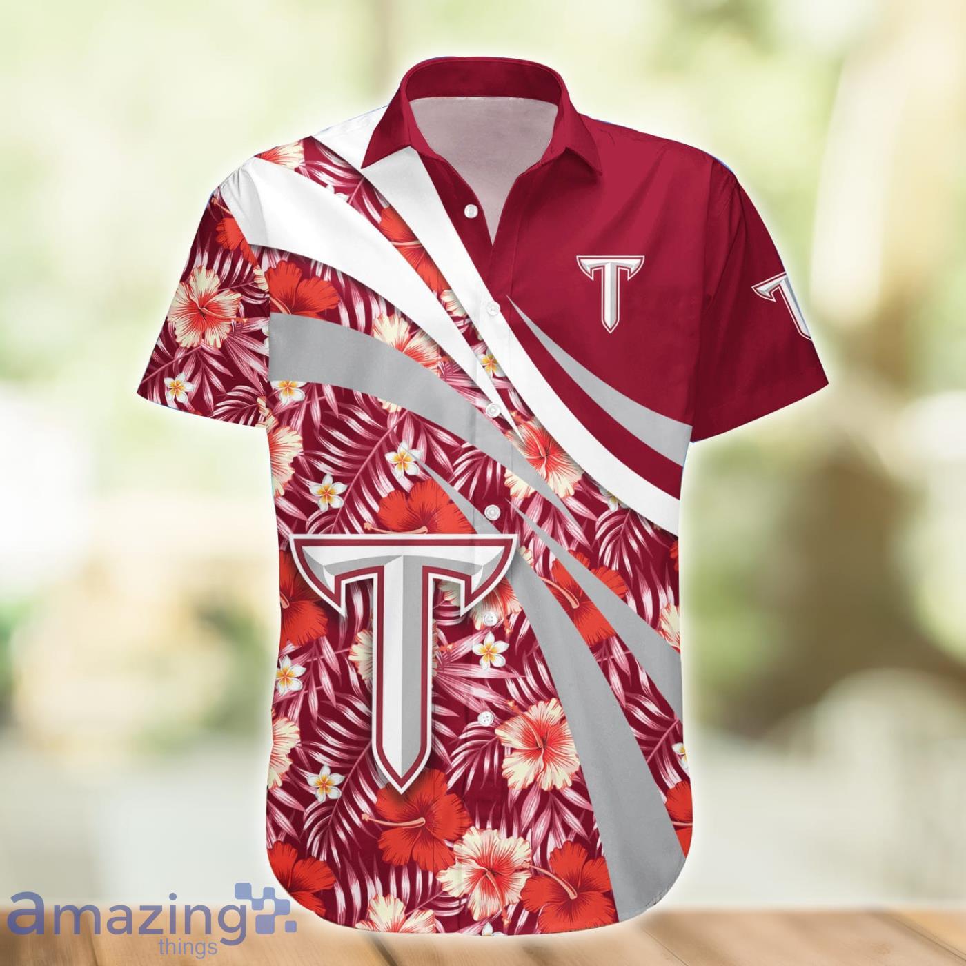 Troy Trojans NCAA Hibiscus Flower Pattern Aloha Hawaiian Shirt Product Photo 1