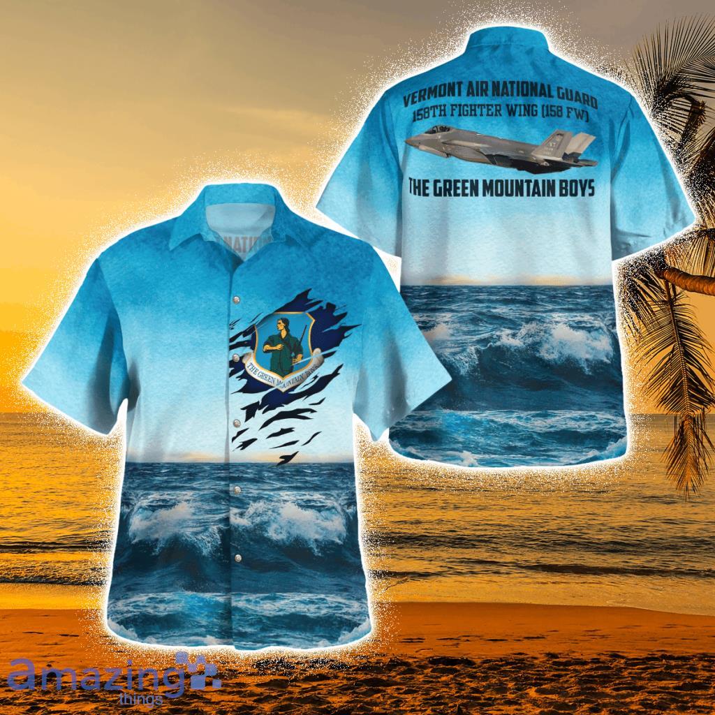 Vermont Air National Guard 158th Fighter Wing (158 Fw) F-35a Lightning Ii Tropical Hawaiian Shirt Product Photo 1