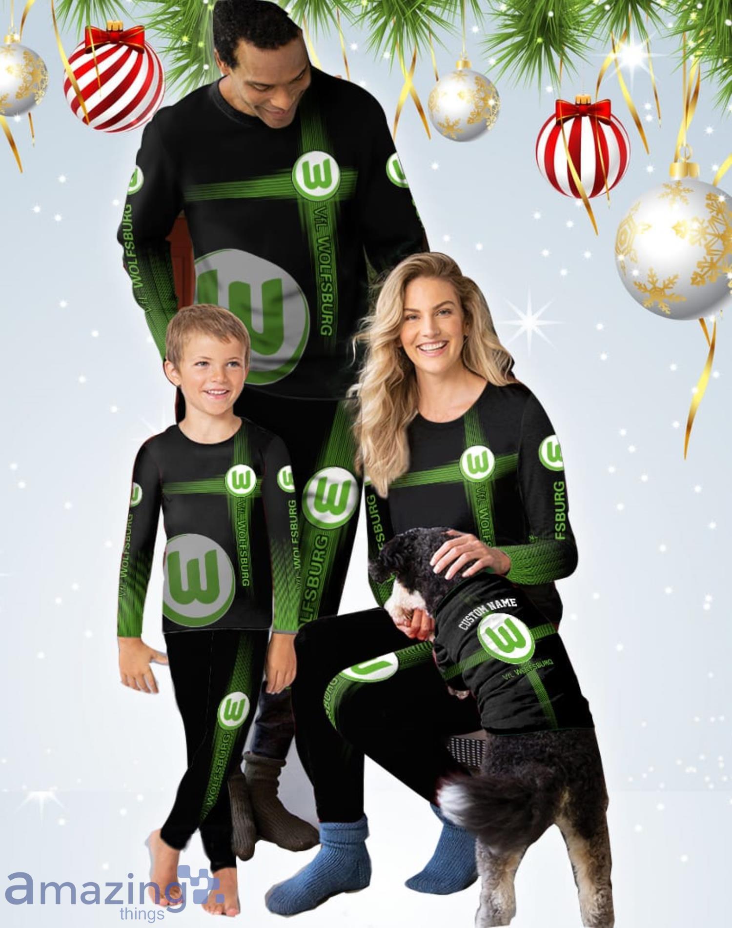 VfL Wolfsburg Custom Name Pajamas Set For Family Sport Fans Gift image VfL Wolfsburg Custom Name Pajamas Set For Family Sport Fans Gift Product Photo 2