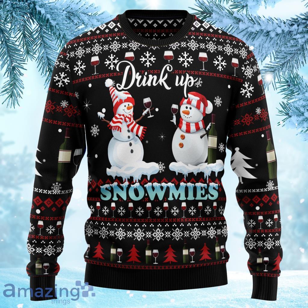 Wine Snowmies Ugly Christmas Sweater 3D Xmas Jumper Holiday Pullover Product Photo 1 Wine Snowmies Ugly Christmas Sweater 3D Xmas Jumper Holiday Pullover Product Photo 1