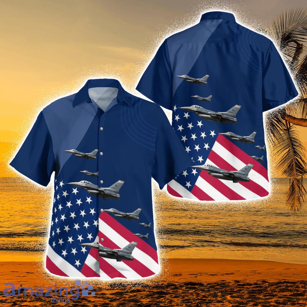 Wisconsin Air National Guard 115th Fighter Wing F-16 Fighting Falcon 4th Of July Tropical Hawaiian Shirt Product Photo 1