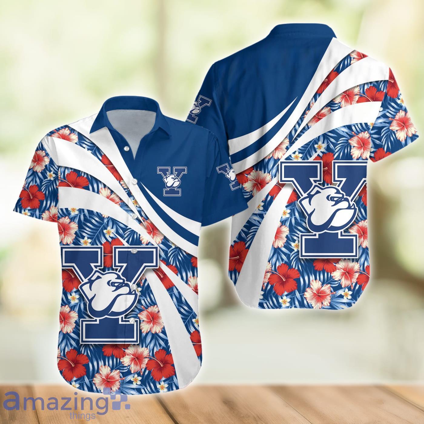 Yale Bulldogs NCAA Hibiscus Flower Pattern Aloha Hawaiian Shirt image Yale Bulldogs NCAA Hibiscus Flower Pattern Aloha Hawaiian Shirt Product Photo 2